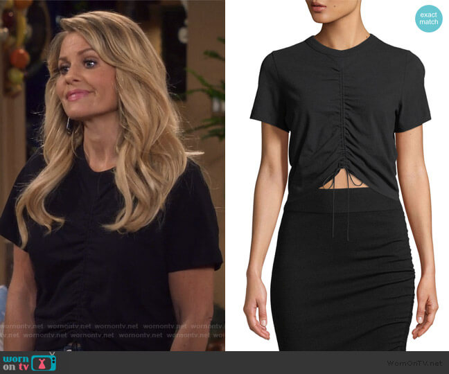 T by Alexander Wang Gathered-Front Adjustable T-Shirt worn by DJ Tanner-Fuller (Candace Cameron Bure) on Fuller House