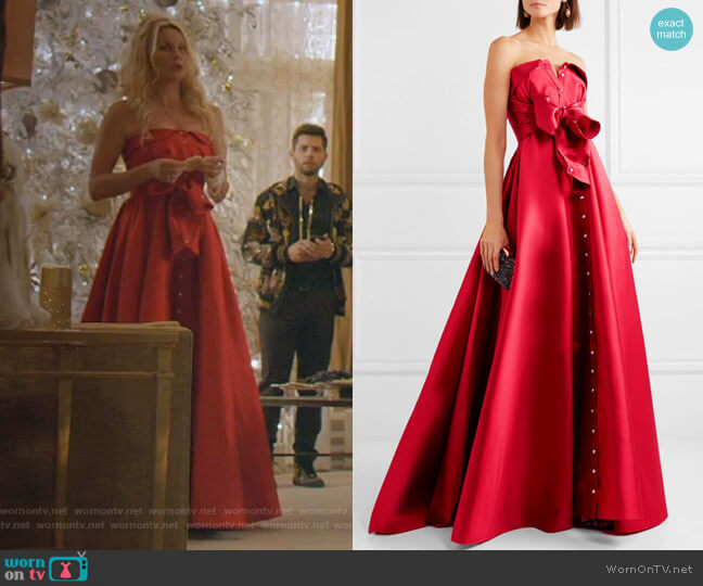 Alexis Mabille Bow-Detailed Satin-Twill Gown worn by Alexis Carrington (Elaine Hendrix) on Dynasty