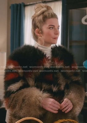Alexis’s fur jacket on Schitt’s Creek