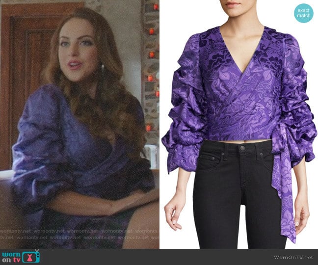 Alice + Olivia Dominica Top worn by Fallon Carrington (Elizabeth Gillies) on Dynasty