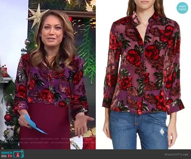 Alice + Olivia Eloise Blouse worn by Ginger Zee on Good Morning America