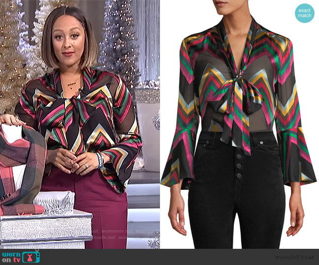 Alice + Olivia Merideth Top worn by Tamera Mowry on The Real
