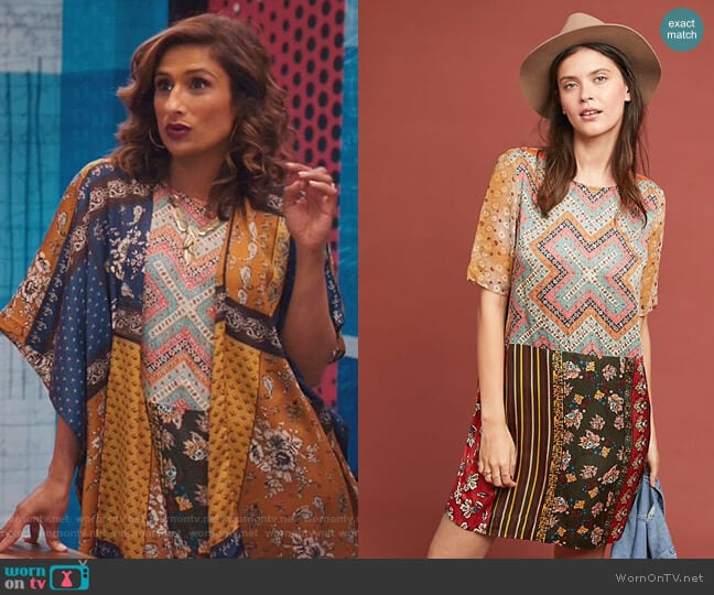 Tiny Patchwork Tunic Dress worn by Emet Kamala-Sweetzer (Sarayu Blue) on I Feel Bad