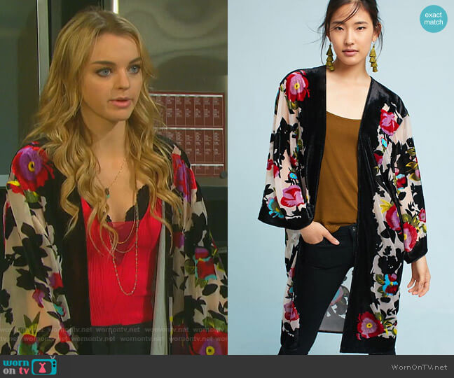 Anthropologie Peyton Kimono worn by Claire Brady (Olivia Keegan) on Days of our Lives