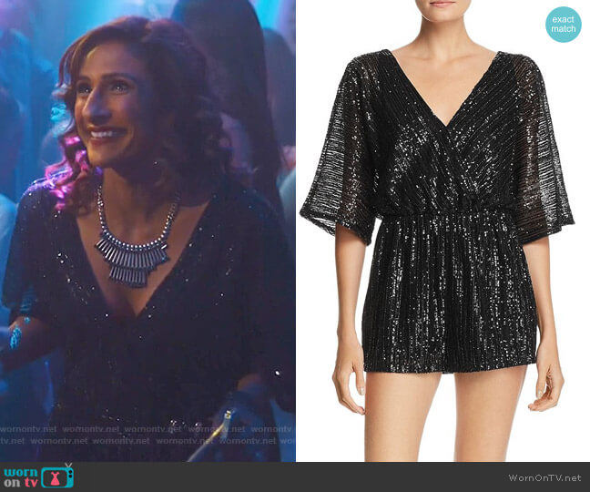 BB Dakota Sequin Dolman Sleeve Romper worn by Emet Kamala-Sweetzer (Sarayu Blue) on I Feel Bad