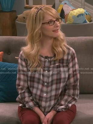 Bernadette’s plaid blouse on The Big Bang Theory