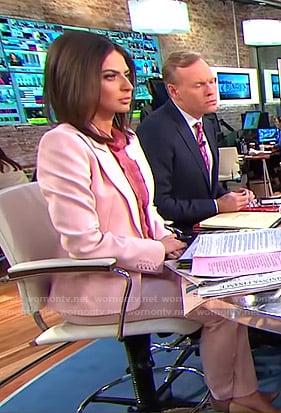 Bianna’s pink suit and pleated blouse on CBS This Morning