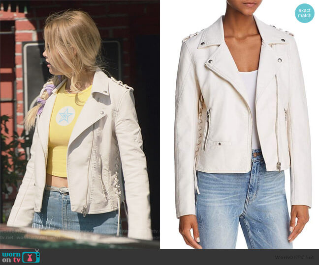 BlankNYC Lace-up Faux Leather Moto Jacket worn by Karolina Dean (Virginia Gardner) on Marvels Runaways