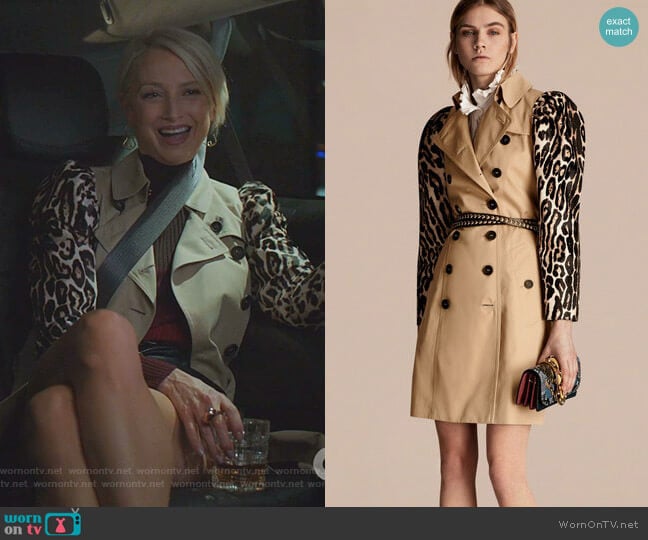 Burberry Cotton Gabardine Trench Coat with Leopard-print Sleeves worn by Ada Stone (Katherine LaNasa) on Dynasty