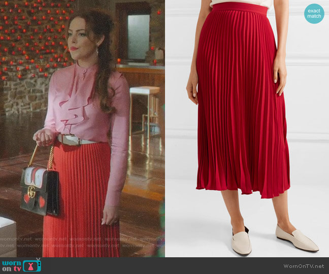 Co Pleated Midi Skirt worn by Fallon Carrington (Elizabeth Gillies) on Dynasty