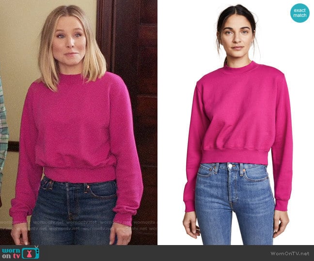 Cotton Citizen The Milan Cropped Sweatshirt worn by Eleanor Shellstrop (Kristen Bell) on The Good Place