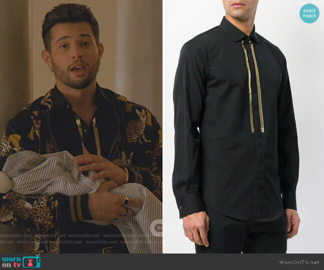Dsquared2 Sequin Embellished Shirt worn by Sam Flores (Rafael de la Fuente) on Dynasty