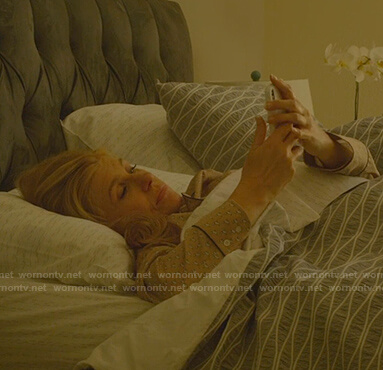 Debra’s beige dog print pajamas on Dirty John