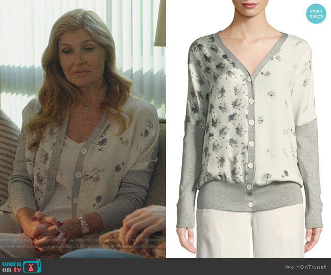 Derek Lam Mixed-Print Cardigan worn by Debra Newell (Connie Britton) on Dirty John