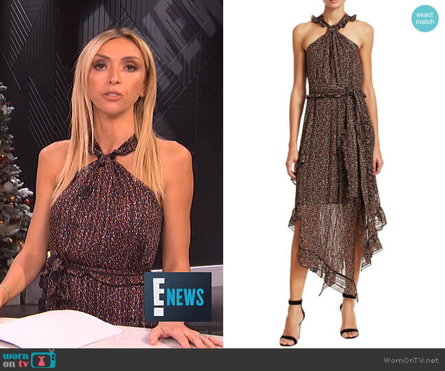 Derek Lam 10 Crosby Asymmetric Floral Halter Midi Dress worn by Giuliana Rancic on E! News