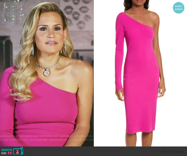 Diane von Furstenberg One-Shoulder Midi Dress worn by Jackie Goldschneider on The Real Housewives of New Jersey