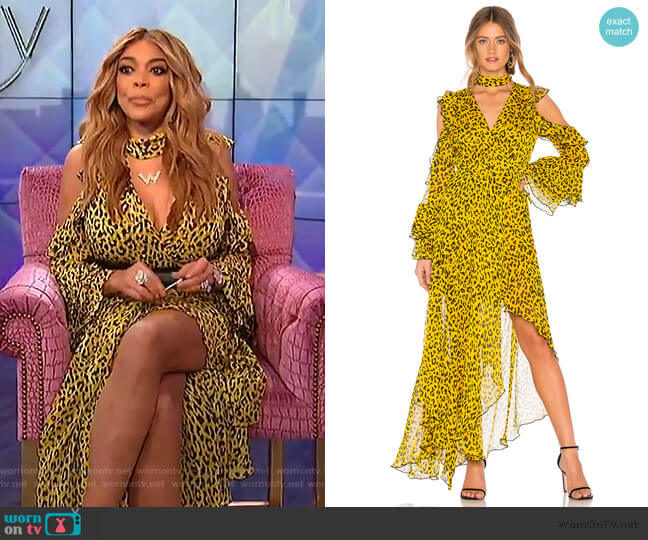 Diane von Furstenberg Ruffle High Low Maxi Dress worn by Wendy Williams on The Wendy Williams Show