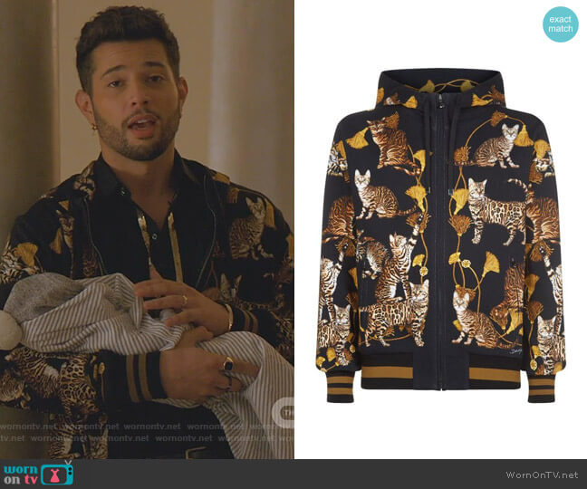 Dolce & Gabbana Cat Print Hoodie worn by Sam Flores (Rafael de la Fuente) on Dynasty