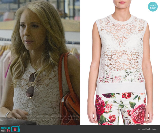 Dolce & Gabbana Sleeveless Lace Top worn by Veronica Newell (Juno Temple) on Dirty John