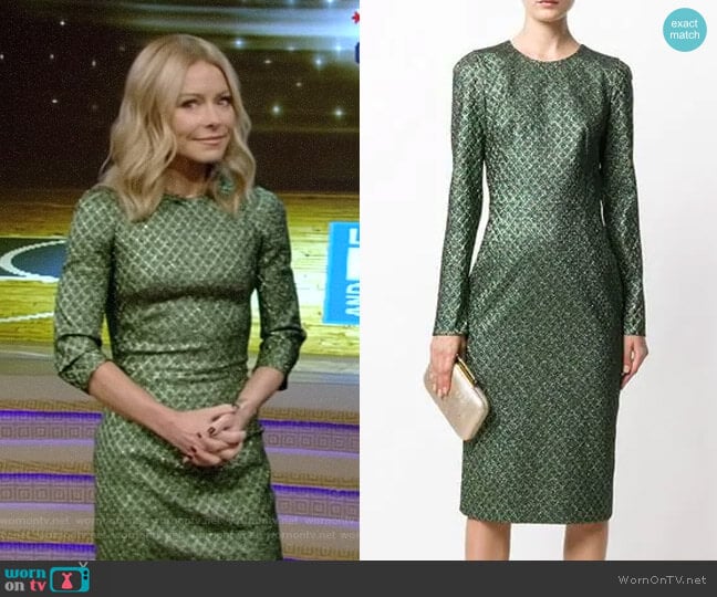 Dolce & Gabbana Metallic Jacquard Dress worn by Kelly Ripa on Live with Kelly and Mark