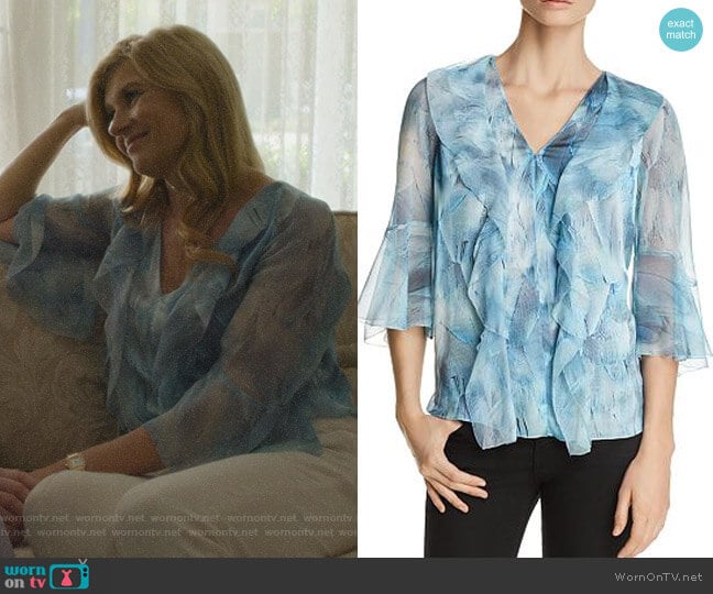 Elie Tahari Faith Silk Ruffle Blouse worn by Debra Newell (Connie Britton) on Dirty John