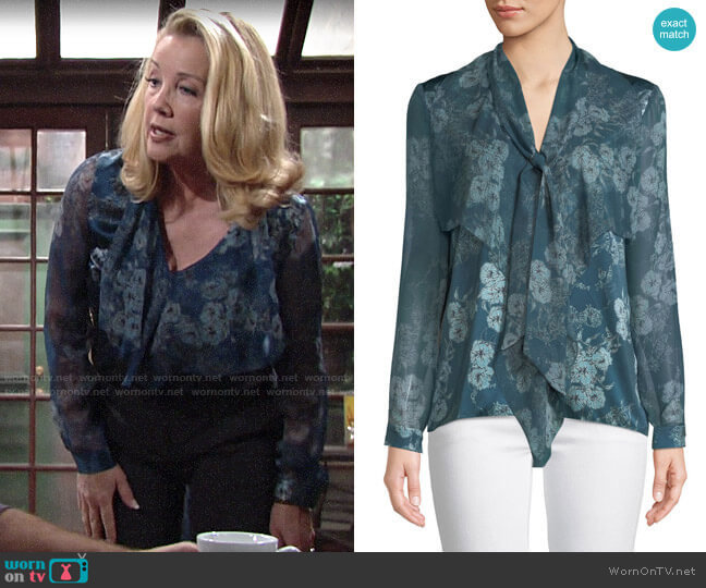 Elie Tahari Jurnee Blouse worn by Nikki Reed Newman (Melody Thomas-Scott) on The Young and the Restless