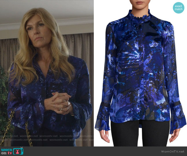 Elie Tahari Teddie Blouse worn by Debra Newell (Connie Britton) on Dirty John