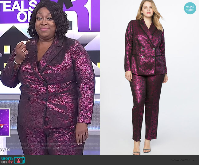Eloquii Brocade Jacket worn by Loni Love on The Real