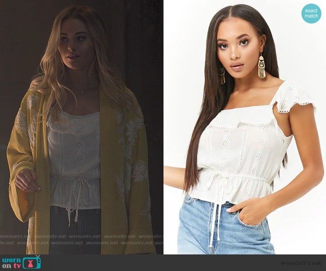 Forever 21 Flounce Eyelet Top worn by Karolina Dean (Virginia Gardner) on Marvels Runaways
