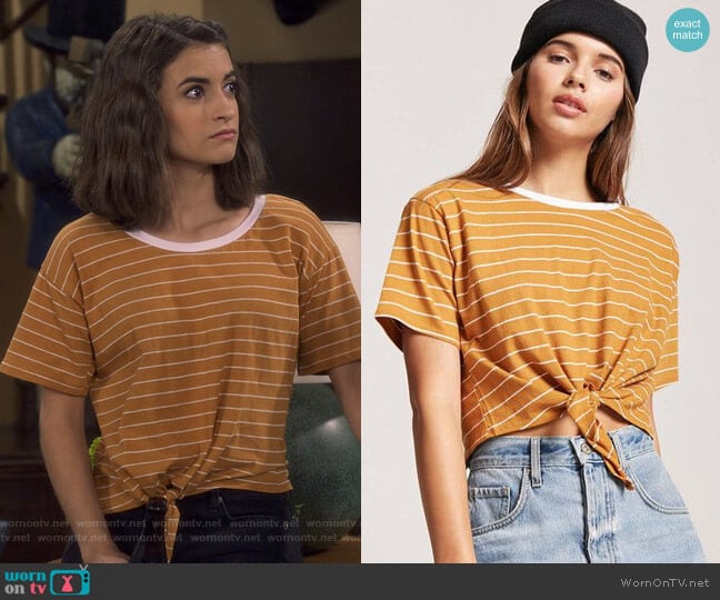Forever 21 Tie-Front Striped Tee worn by Ramona Gibbler (Soni Nicole Bringas) on Fuller House