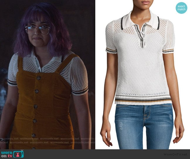 Frame Short-Sleeve Mesh Polo Shirt worn by Gert Yorkes (Ariela Barer) on Marvels Runaways