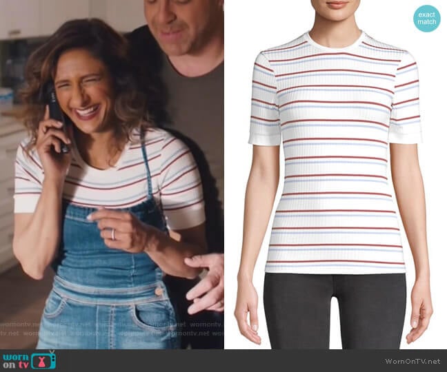 Frame Striped Crewneck Tee worn by Emet Kamala-Sweetzer (Sarayu Blue) on I Feel Bad