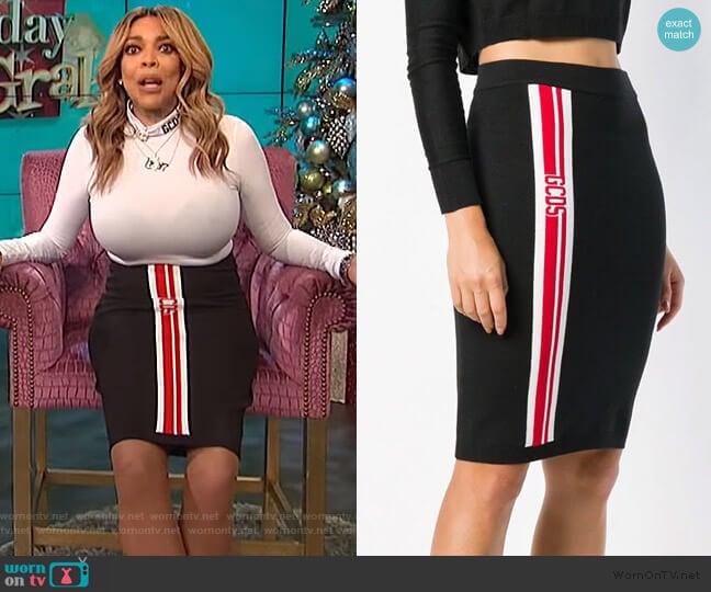 GCDS Stretch Midi Skirt worn by Wendy Williams on The Wendy Williams Show
