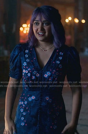 Gert’s blue floral puff sleeve dress on Marvel’s Runaways