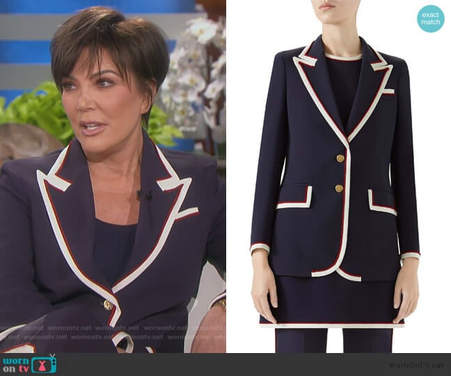 Gucci Peak Lapel Stretch Cady Blazer worn by Kris Jenner on Keeping Up with the Kardashians