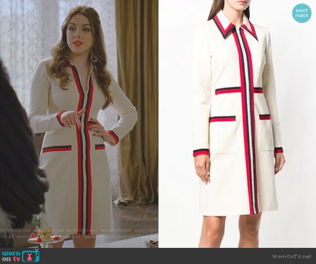 Gucci Classic Striped Day Dress worn by Fallon Carrington (Elizabeth Gillies) on Dynasty