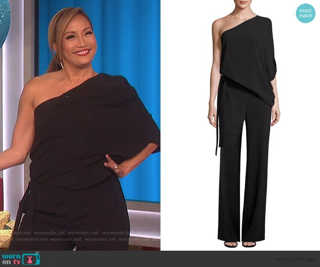 Halston Heritage One-Shoulder Wide-Leg Jumpsuit worn by Carrie Inaba on The Talk