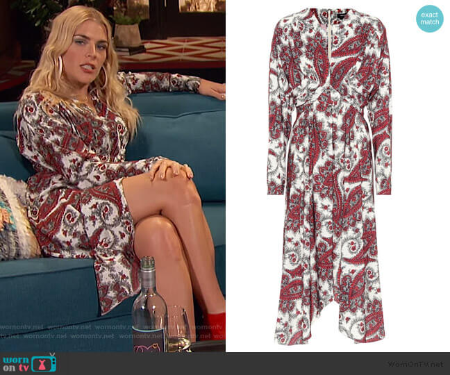 Isabel Marant Tamara paisley-printed dress worn by Busy Philipps on Busy Tonight