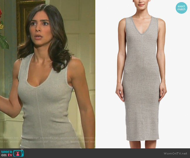 James Perse Contrast Binding Ribbed Dress worn by Gabi Hernandez (Camila Banus) on Days of our Lives