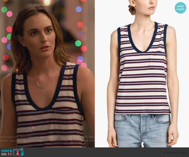 James Perse Stripe Muscle Tank worn by Angie (Leighton Meester) on Single Parents