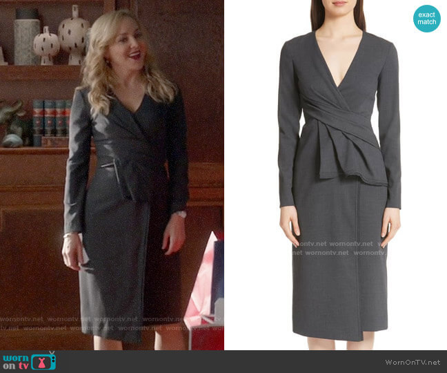 Jason Wu Peplum Waist Tropical Stretch Wool Dress worn by Marissa Morgan (Geneva Carr) on Bull
