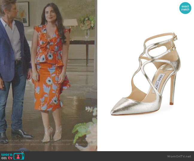 Jimmy Choo Lancer Metallic Leather Pumps worn by Cristal Jennings (Daniella Alonso) on Dynasty