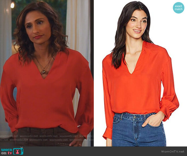 Joie Ninarika Blouse worn by Emet Kamala-Sweetzer (Sarayu Blue) on I Feel Bad