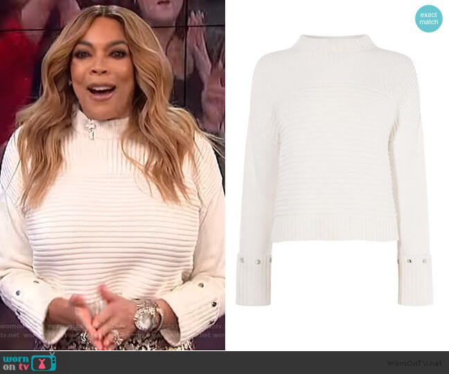 Karen Millen Studded Cuff Jumper worn by Wendy Williams on The Wendy Williams Show