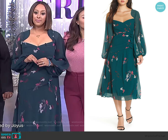 Keepsake Night Fall Midi Dress worn by Tamera Mowry on The Real