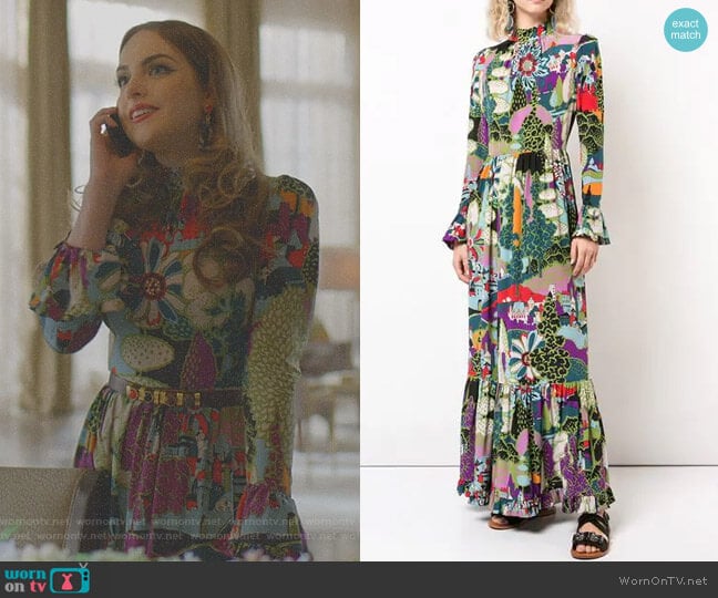 La Doublej Floral Print Dress worn by Fallon Carrington (Elizabeth Gillies) on Dynasty