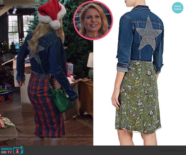 L'Agence Zuma Studded Denim Crop Jacket worn by DJ Tanner-Fuller (Candace Cameron Bure) on Fuller House