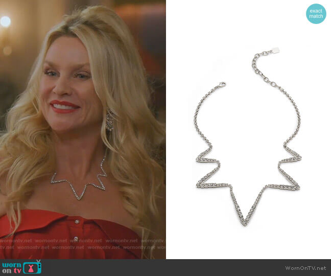 Dannijo Lotus Crystal Necklace worn by Alexis Carrington (Elaine Hendrix) on Dynasty
