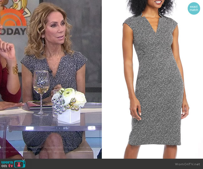Maggy London Herringbone Notch Cut Sheath Dress worn by Kathie Lee Gifford on Today