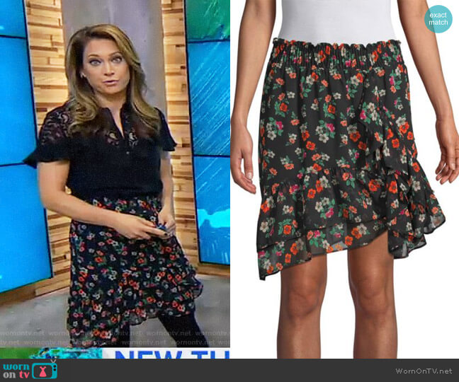 Maje Multicolored Floral Skirt worn by Ginger Zee on Good Morning America